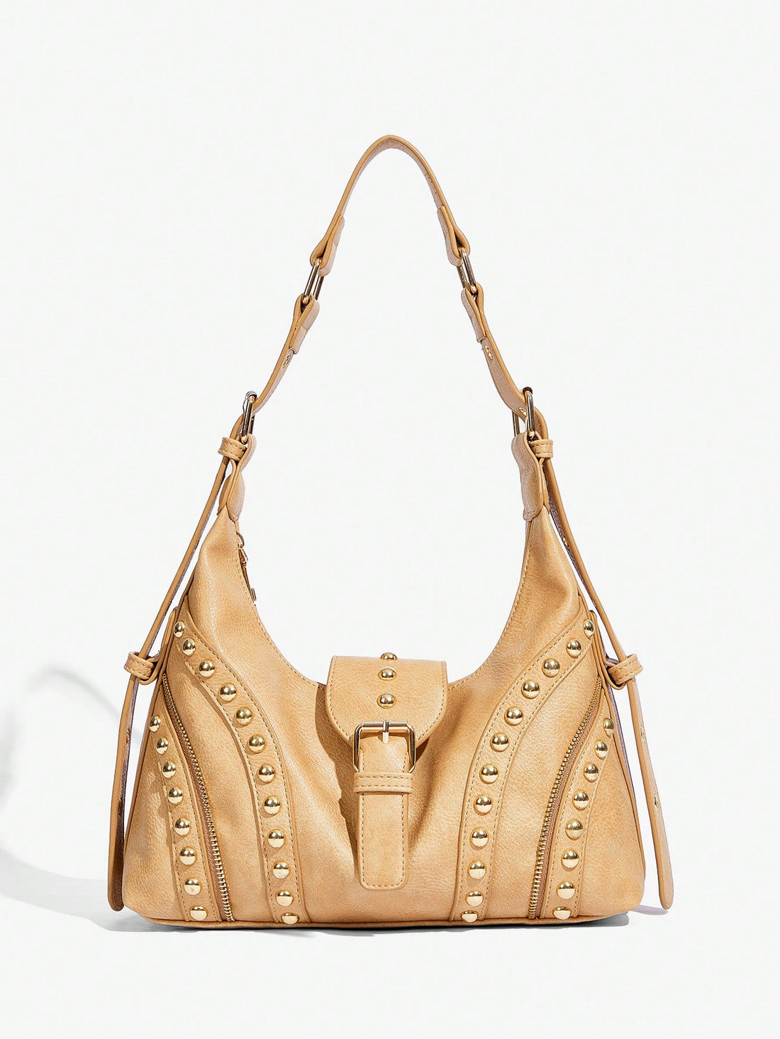 Experience timeless style with this Women's Vintage Street Style Rivet Motorcycle Shoulder Bag. Made with high-quality materials and featuring sleek rivet accents, this bag is the perfect addition to your wardrobe. Its spacious design allows for easy organization, making it a practical and stylish choice for any occasion.