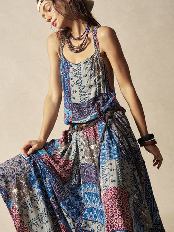 Step into effortless boho charm with this Women's Woven Print Long Dress. Featuring delicate spaghetti straps and a flowing silhouette, it’s perfect for sunny days and carefree nights. The vibrant woven print adds a playful touch, making it your go-to dress for festivals, beach strolls, or brunch dates with friends. Embrace your free spirit in style!