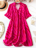 Unleash your wild side in our Women's Zebra Print Notch V-Neck Plus Size Dress! Stand out in style with the bold zebra print and flattering v-neckline. Perfect for any occasion, this dress is a must-have addition to your wardrobe. Embrace your curves and let the fun begin!