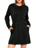 Introducing the must-have Women's Fall 2024 Sweatshirt Dress! This long sleeve T-shirt dress is a winter essential, equipped with pockets for convenience. Stay stylish and cozy with this Air Essential Outfit Dress.