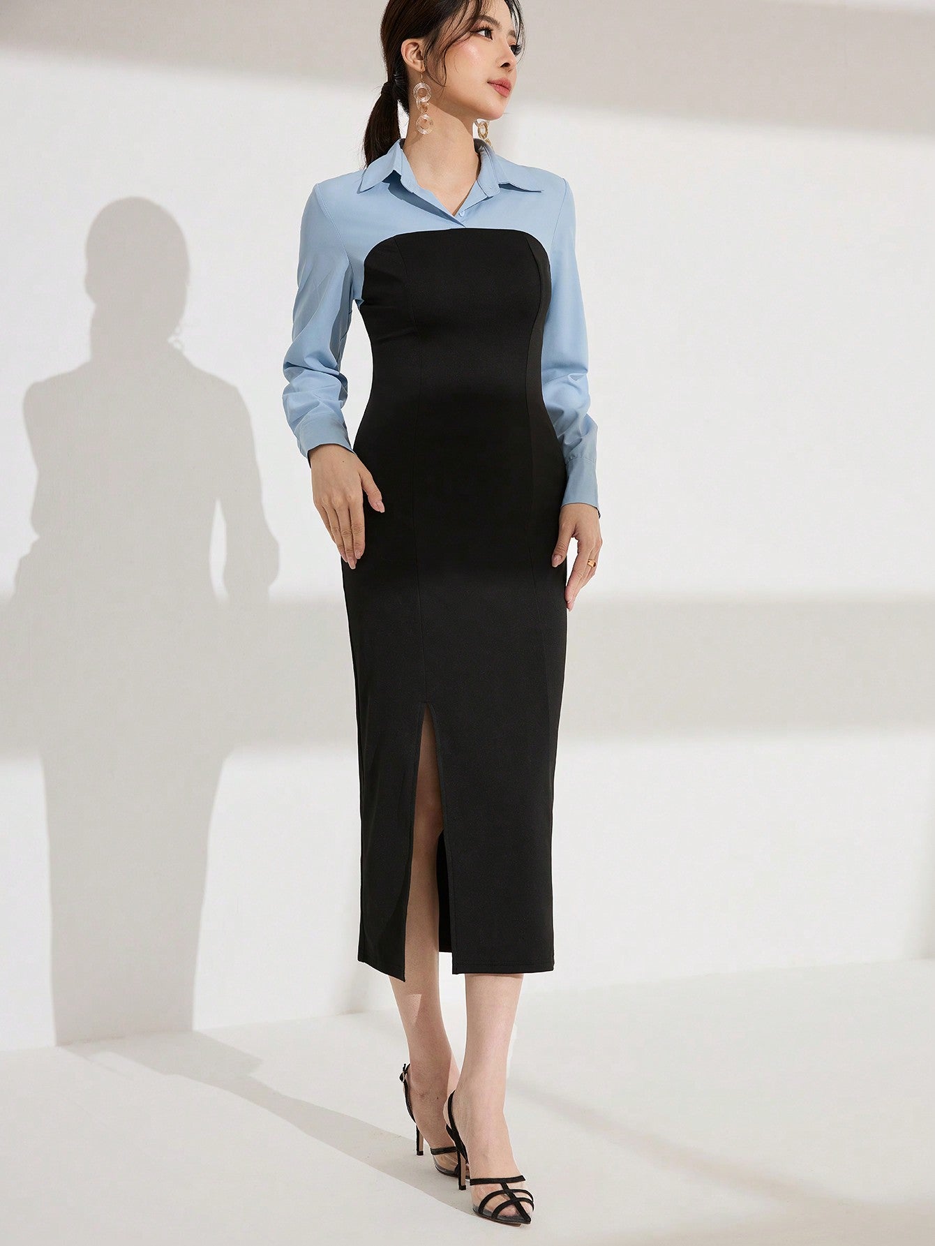 Elevate your everyday style with this woven splice shirt collar dress. Featuring effortless minimalist design, this dress exudes elegance without trying too hard. Perfect for any occasion, this dress is a must-have for any fashion-forward individual looking to make a statement!