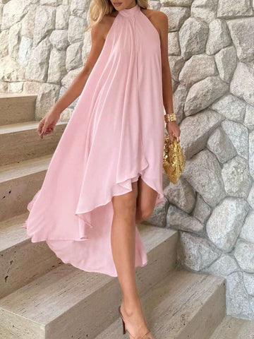 Embrace timeless romance with this stunning halter neck midi dress, designed for those unforgettable moments. The elegant halter neckline frames your shoulders beautifully while the flowing midi length creates a graceful silhouette perfect for Valentine's Day dinners, tropical getaways, and special occasions. 