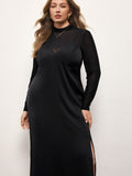 Stylish Plus Size Women's Mesh Patchwork Casual Party Dress for Effortless Elegance 