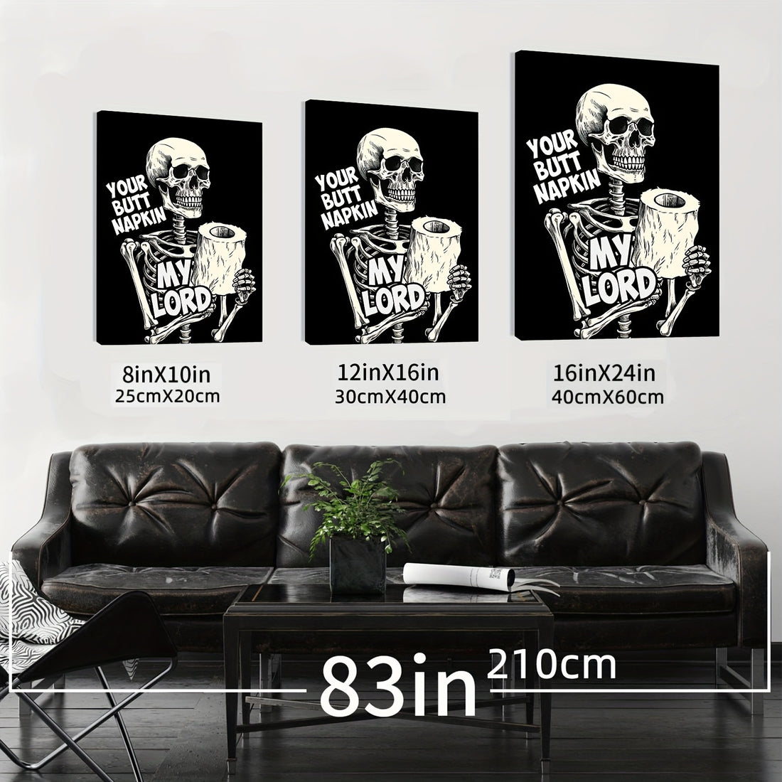Enhance the spooky ambience of your bathroom with this gothic skull wall art. Its detailed skeleton design will add a touch of macabre to your home decor. The high-quality print does not come with a frame, allowing you to choose your own unique style. Perfect for horror enthusiasts and Halloween lovers.
