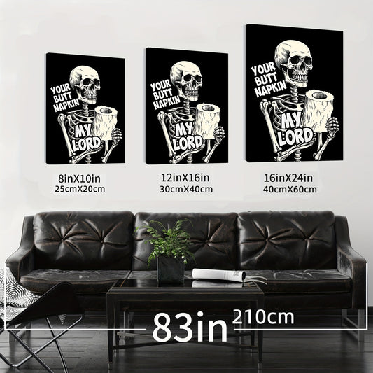 Gothic Skull Bathroom Wall Art: Skeleton Pictures for Home Decor (No Frame)