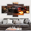 City Night Lights: 5-Piece Frameless Canvas Wall Art Set for Chic Home Decor