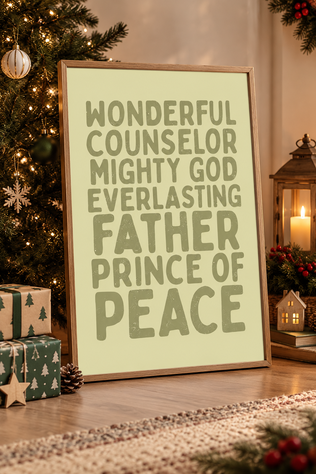 Wonderful Counselor Mighty God Christmas quote canvas print