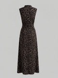 Shop an elegant leopard print A line maxi dress for women. A chic summer style for romantic dates, vacations, and stylish warm weather outings.
