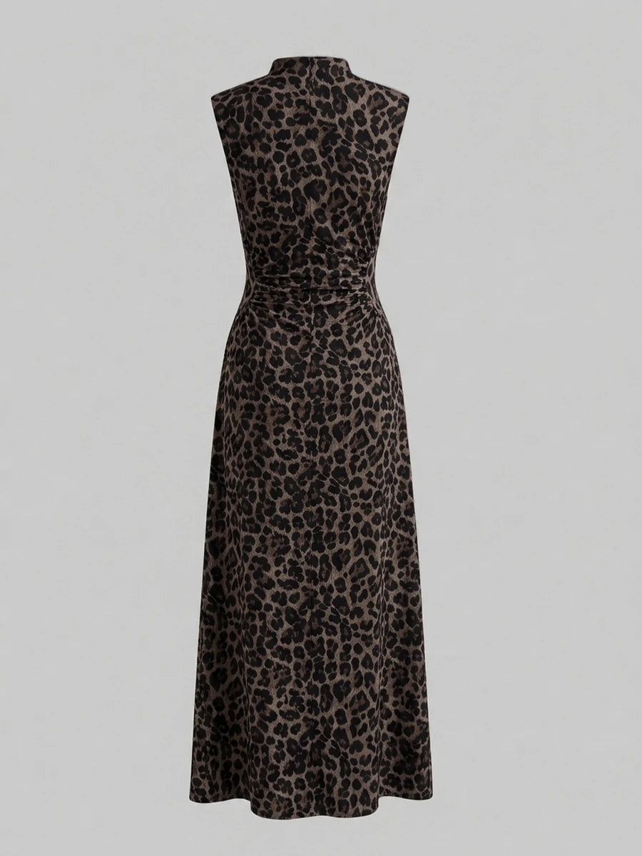 Shop an elegant leopard print A line maxi dress for women. A chic summer style for romantic dates, vacations, and stylish warm weather outings.