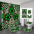 Green Clover Leaf Pattern Shower Curtain Set, Waterproof Shower Curtain With 12 Hooks