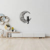 Cat and Moon Metal Art Sculpture: A Whimsical and Elegant Silhouette Decoration for Indoor and Outdoor Spaces