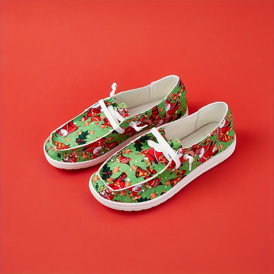 Stylish Women's Christmas Print Canvas Shoes: Casual, Lightweight, and Fashionable Sneakers