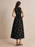 Elegant Navy Blue Sleeveless Front Button Dress for Casual Summer Vacations 
