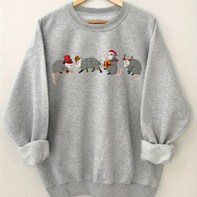 Warm and Festive: Christmas Print Women's Sweatshirt - Casual Crew Neck, Soft Polyester