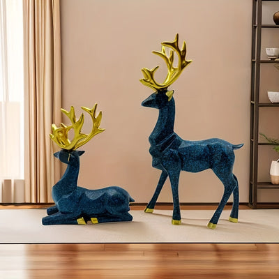 Auspicious Deer Ornaments: Resin Crafts Elk Set for Festive Home Decoration and Gifting