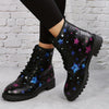 Stylish Starry Nights: Women's Lace-Up Ankle Boots - Comfortable, Trendy, and Non-Slip!