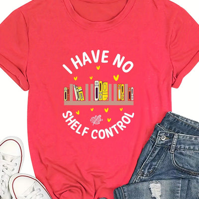 Book Letter Print Crew Neck T-Shirt: A Stylish and Casual Addition to Your Spring/Summer Wardrobe