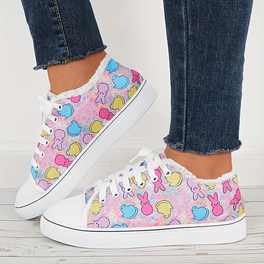 These Bunny Print Sneakers for Women offer an ingenious combination of style and comfort thanks to their high-quality canvas material and unique bunny print design. A lightweight insole ensures all-day wearability, while the slip-resistant outsole makes them perfect for any activity.