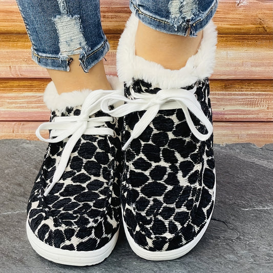 Comfortable Winter Shoes: Women's Printed Canvas Shoes for Casual Style and Plush Lined Warmth