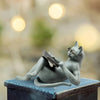 Whimsical Cat Reading Statue: Adorn Your Garden with this Charming Resin Ornament, Perfect for Patio, Yard, and Home Office Decor!