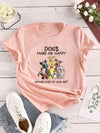 Casual and Trendy: Cartoon Dog Print Crew Neck T-Shirt for Fashionable Summer Looks