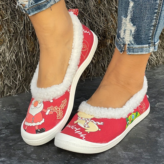 Stay warm and stylish during your outdoor walks with these cozy slip-on shoes. With a cute Santa Claus Pet Dog Pattern, these shoes offer a unique and festive look that is perfect for the winter season. The comfortable material and soft soles provide a perfect fit for any casual occasion.
