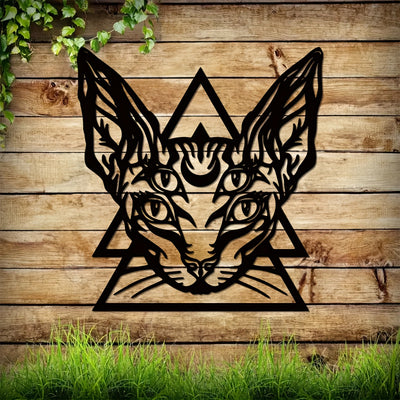 Sleek Beauty: Sphynx Cat Metal Wall Art - A Perfect Gothic Room Decor and Gift for Cat Lovers