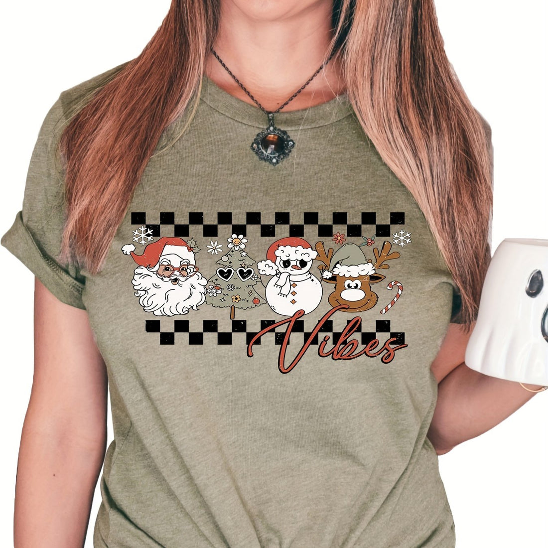 Get ready for summer with our Festive Santa and Elk Print Crew Neck T-Shirt! Designed for women, this stylish shirt is a must-have for any casual occasion. Featuring a fun and festive print, it's the perfect way to add some flair to your summer wardrobe. Made with high-quality material for comfort and durability.