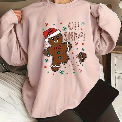 Stylish and Cozy: Women's Plus Size Christmas Casual Sweatshirt with Graphic Letter Print