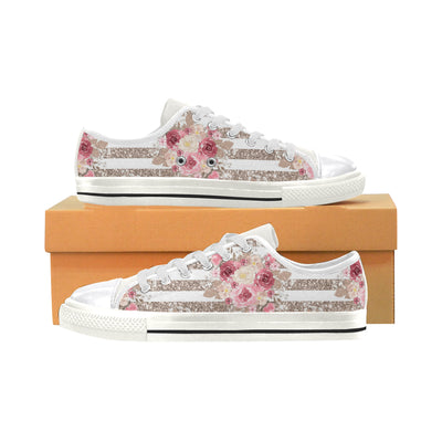 Spring Floral Shoes, Sweet Rose Women's Classic Canvas Shoes