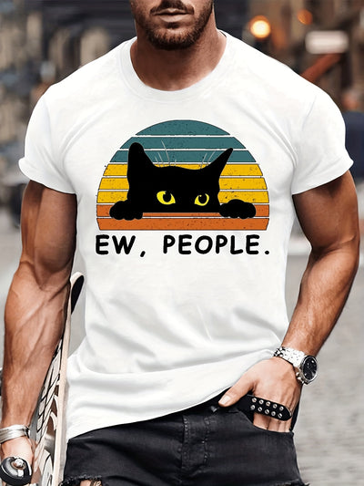 Black Cat Print T-Shirt: Hip Hop Style Tees for a Trendy Summer Holiday Gift