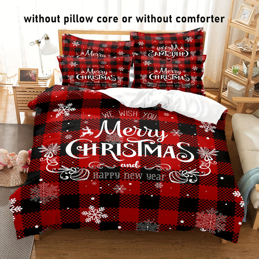 Transform your bedroom into a cozy winter wonderland with the Festive Snowflake Dreams 3-piece duvet cover set. This Christmas themed set features a delicate snowflake design, adding a touch of holiday cheer to your room. Made with soft and durable material, it will keep you warm and comfortable all season long.