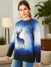 Deer Frolic: A Cozy Winter Staple - Women's Casual Long Sleeve Crew Neck Sweatshirt