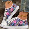 Women's Colorful Flower Canvas Shoes Lightweight - Stylish Lace-Up Outdoor Walking Shoes