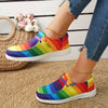 Rainbow Striped Canvas Shoes for Women - Lightweight and Comfortable and Versatile Walking Shoes