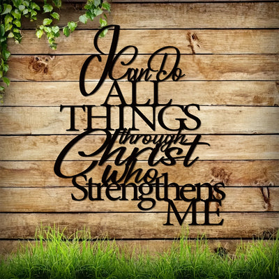 Empowering Faith: 'I Can Do All Things Through Christ' Metal Wall Art - A Religious Home Decor Gift