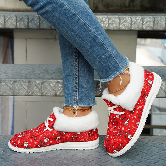Cozy and Festive: Women's Santa Claus Canvas Shoes - The Perfect Lightweight Christmas Footwear