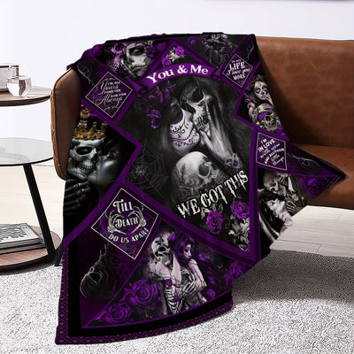 Goth Beauty Skull Pattern Flannel Blanket: The Ideal Halloween Gift for Cozy Nights