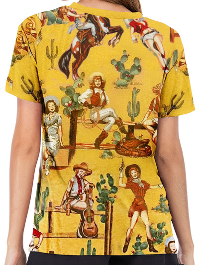 Cactus & Girls Vintage Shorts Sleeve Loose Stylish T-shirt, Women's Clothing