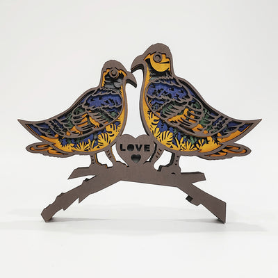 Enchanting Turtledove 3D Wooden Carving: A Delightful Home Decoration and Artistic Night Light