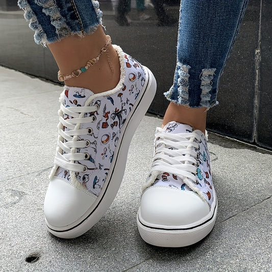 Playful Prints: Women's Cartoon Canvas Shoes for Comfy and Casual Style