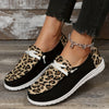 Stylish Leopard Series Pattern Canvas Sneakers for Women - Comfortable Low Top Flats with Lace-Up Closure