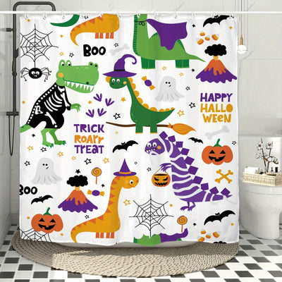 Halloween Cute Ghost Shower Curtain Set: Spooky Holiday Home Bathroom Decor for Boys and Girls