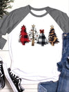 Festive Fashion: Women's Christmas Tree Print T-Shirt - Comfy Half-Sleeve Tee for the Holiday Season!