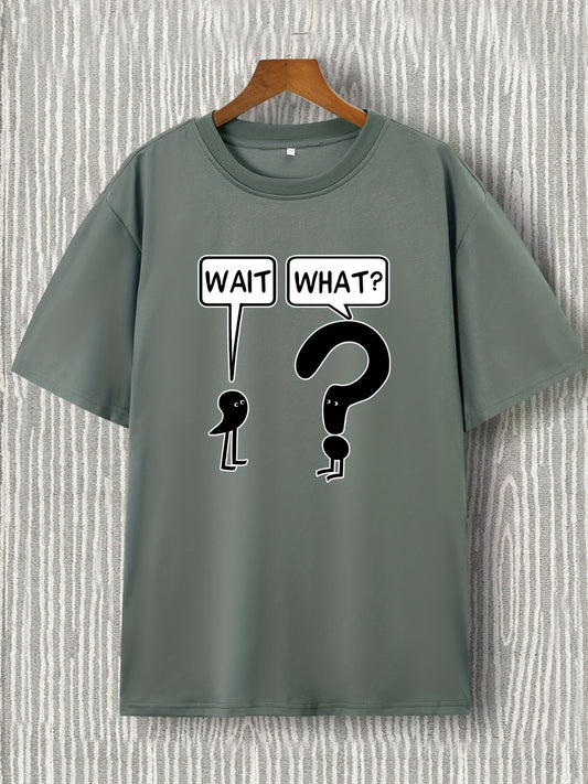 This Wait, What? T-Shirt is the perfect addition to your summer wardrobe. With its stylish letter print, stretchy fabric, and graphic design, it offers both comfort and fashion in one. The crew neck and cool look make it a versatile choice for any outdoor activities.