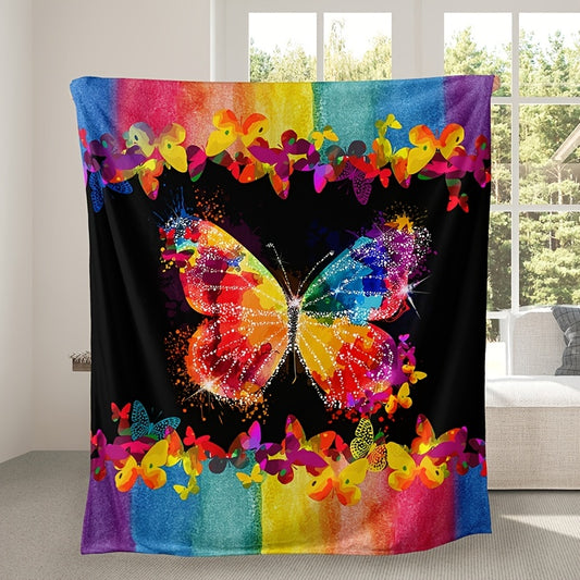 Colorful Butterfly Floral Sunflower Flannel Blanket: A Classic Art Piece to Elevate Your Décor and Bring Warmth and Comfort to Any Setting