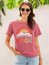 Vibrant Letter Book Print T-Shirt: A Stylish Casual Top for Women's Spring/Summer Wardrobe