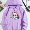 Festive Fun: Christmas Cartoon Pattern Hoodie - Women's Casual Drawstring Hooded Sweatshirt for Winter/Fall