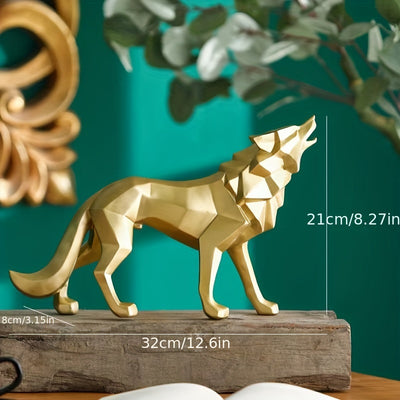 Modern Geometric Wolf Resin Ornament: Creative Home Animal Craft for Aesthetic Room Decor and Art Supplies