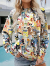 Cute and Cozy: Women's Plus Size Cartoon Puppy Print Sweatshirt - Perfect for Lounging in Style!